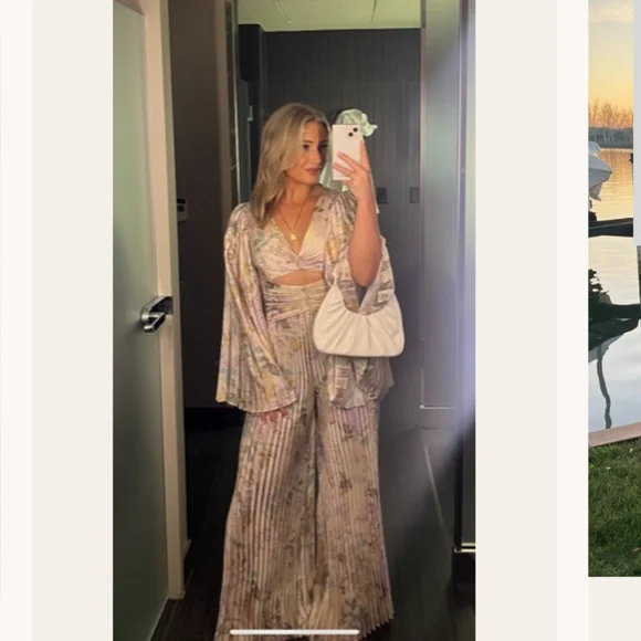 Significant Other Floral Pleated Jumpsuit with Dramatic Sleeves